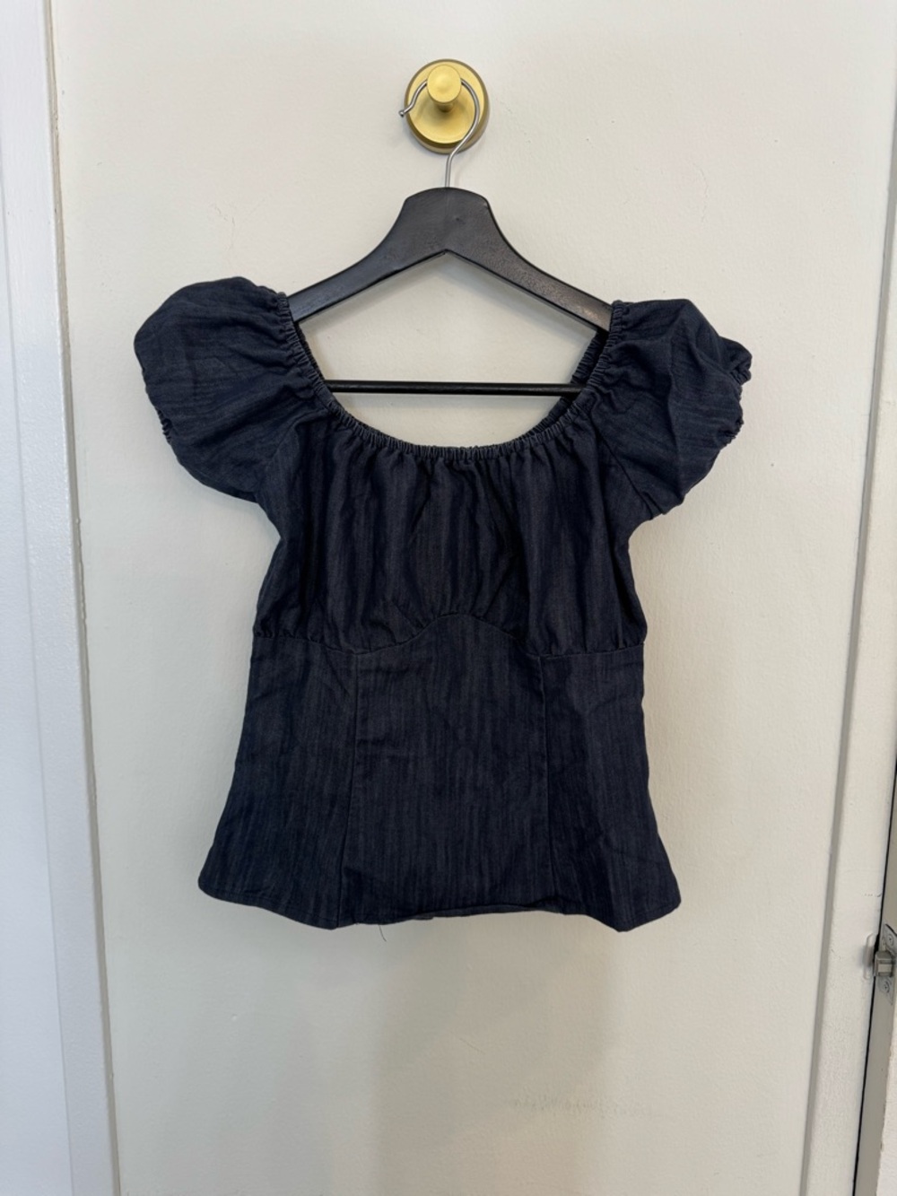 Pinup Couture Denim Puff Sleeve Top Size S